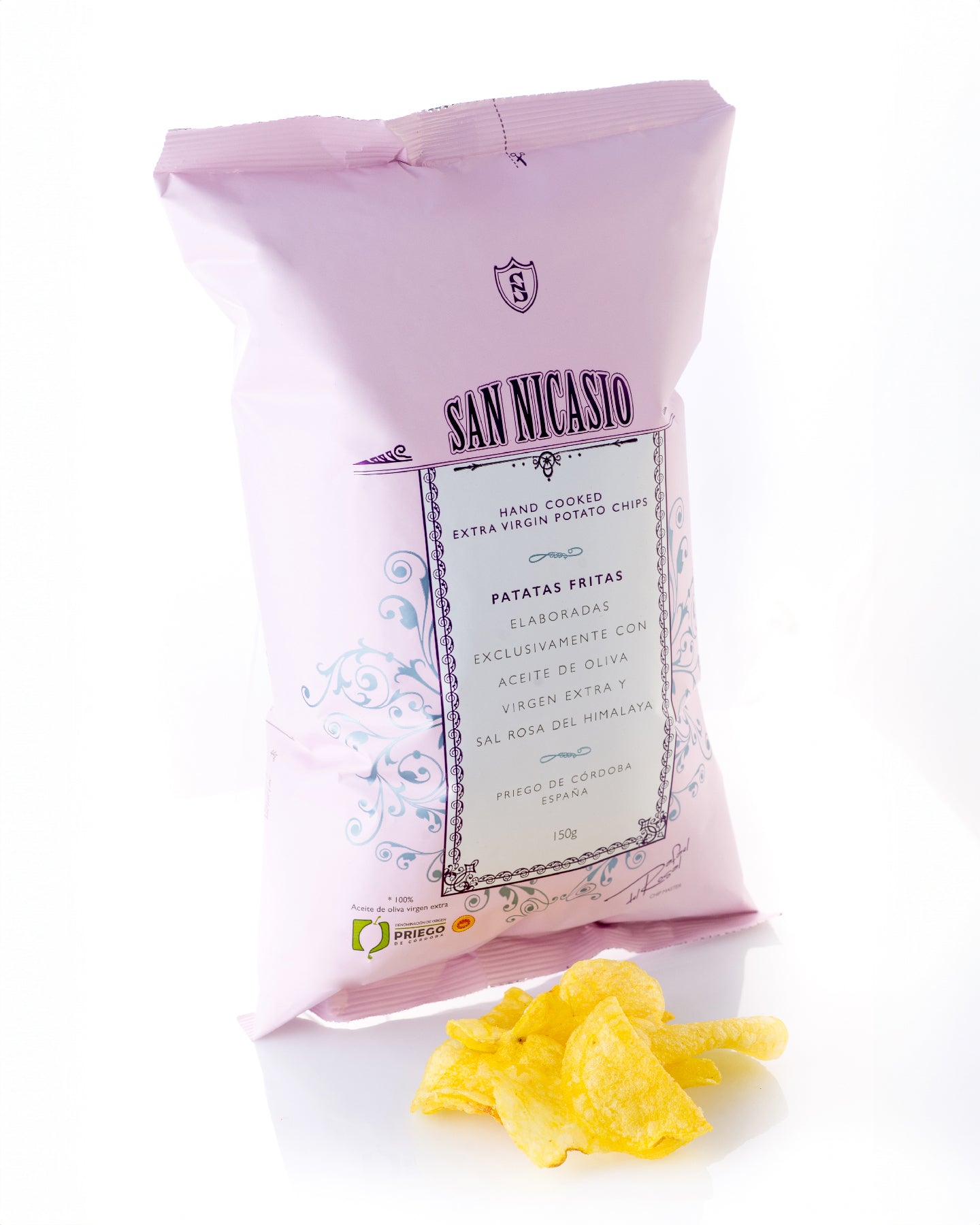 Patatas Fritas San Nicasio con sal rosa del Hymalaya (bolsa 150g))